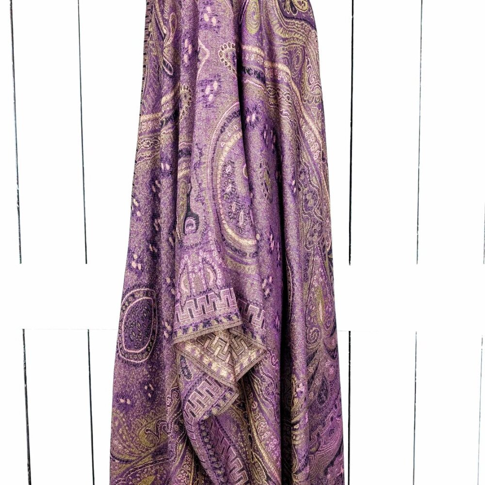 Purple tribal paisley pashmina kimono cover up - Picture 3 of 7